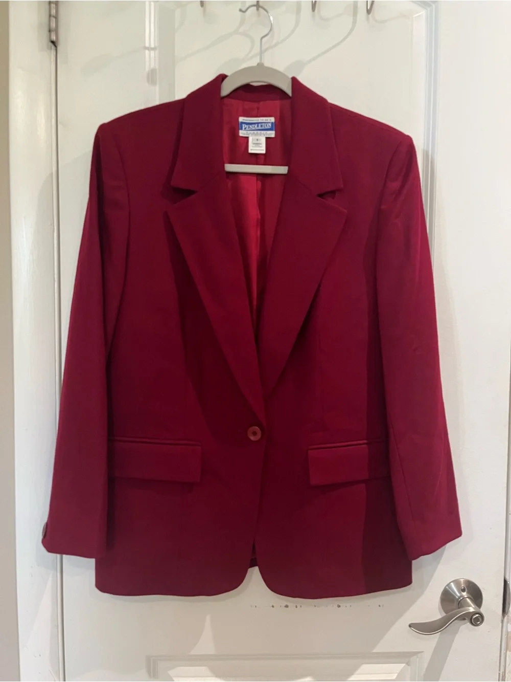 Pendleton Vintage Wool Blazer Single Button Sz 8 Red Office Corporate Academia